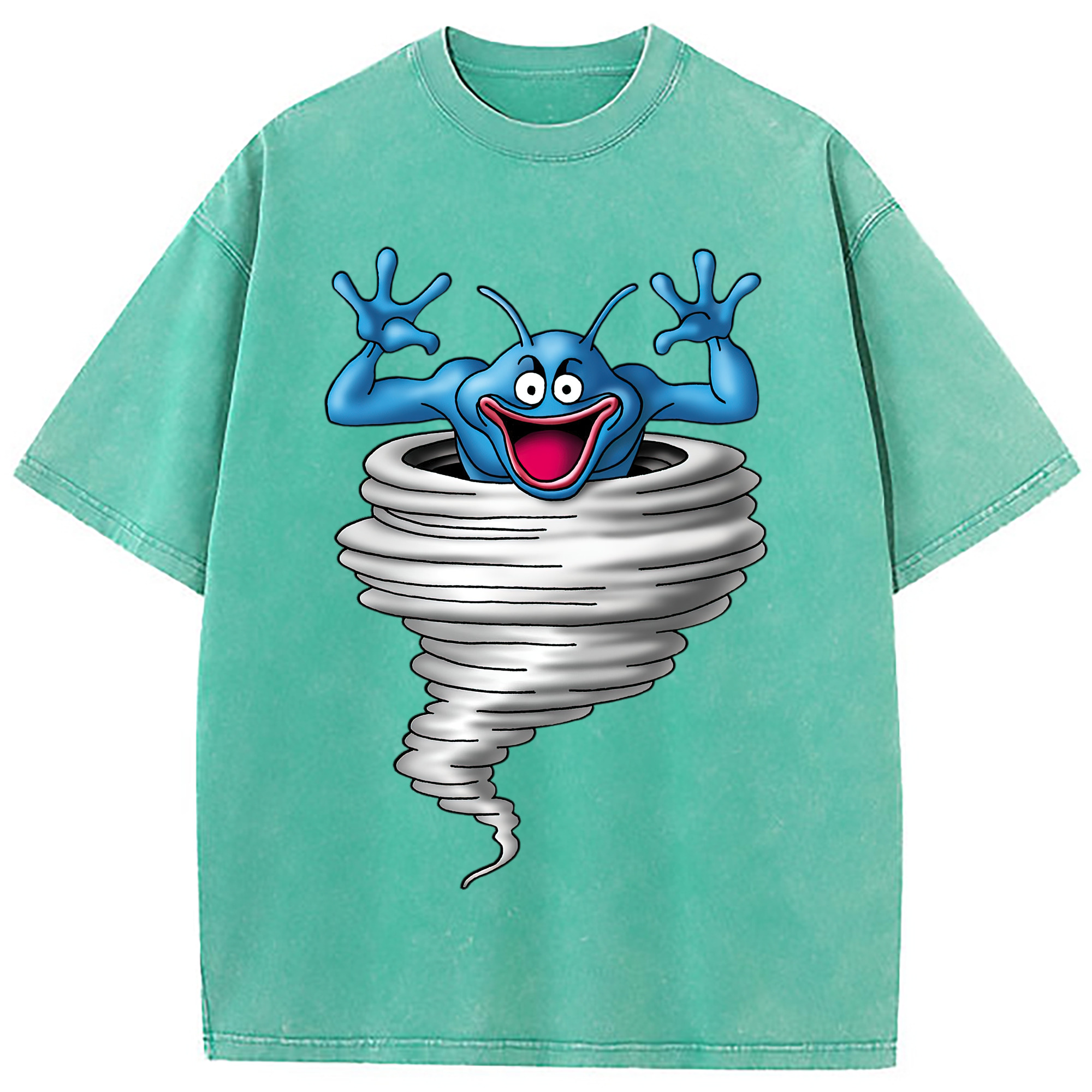 （画像用） ドラゴンクエスト Doragon Kuesuto Dragon Quest 綿100% ヴィンテージ風 半袖Tシャツ（フロントプリント）